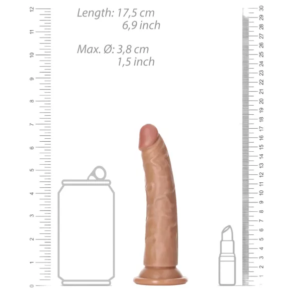 RealRock Slim - consolador realista 15,5 cm - color piel oscura