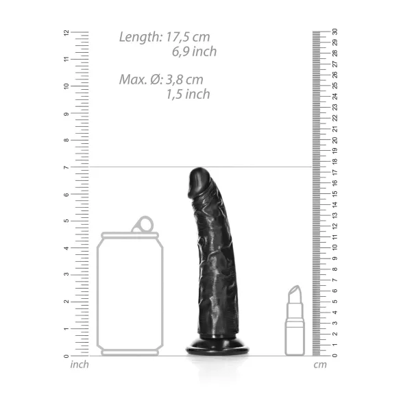 RealRock - dildo realista slim - 15,5 cm - silicona negra