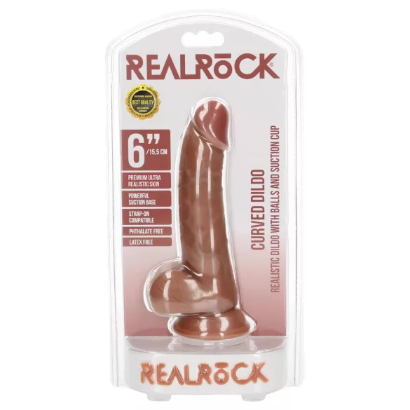 RealRock - consolador con testículos y ventosa - 15,5 cm color piel oscura