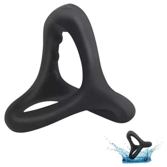 Anillo para pene y testículos - textura con puntos - silicona negra
