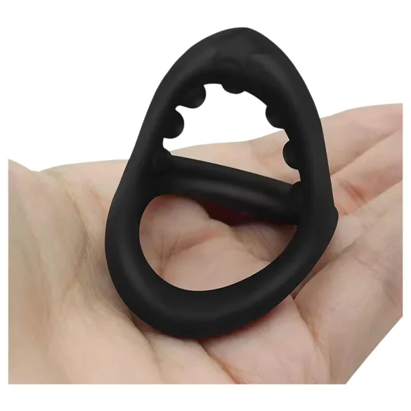 Anillo para pene y testículos - textura con puntos - silicona negra