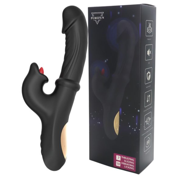 Wilson - vibrador con estimulador de clítoris y empuje - silicona negra
