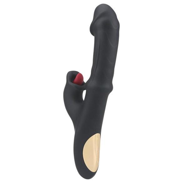 Wilson - vibrador con estimulador de clítoris y empuje - silicona negra