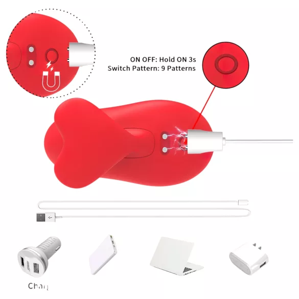 Bestoy - vibrador de dedo recargable - silicona roja