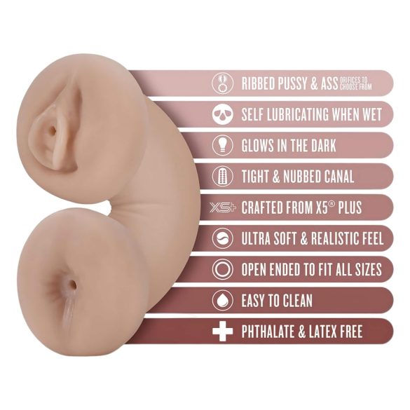 Enlust Tasha - masturbador doble orificio brillante con fotos - color natural