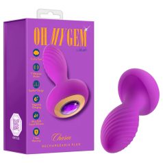 Oh My Gem - plug anal vibrador con gema - silicona lila