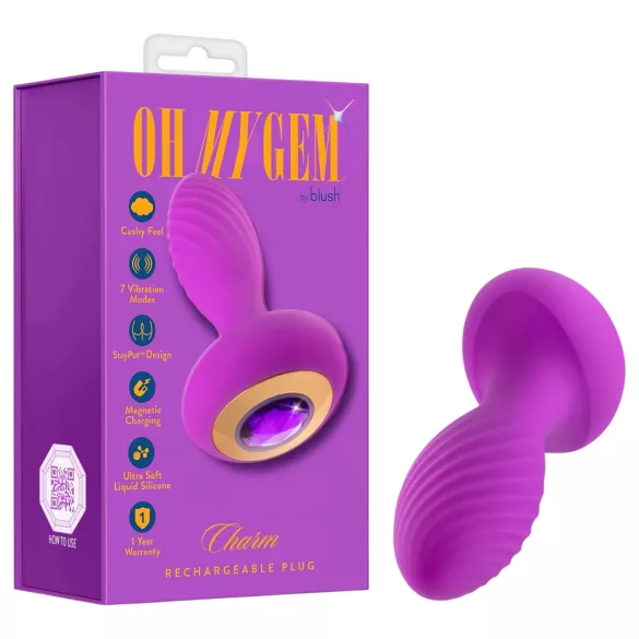 Oh My Gem - plug anal vibrador con gema - silicona lila