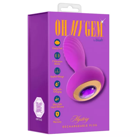 Oh My Gem - plug anal vibrador con gema - silicona lila