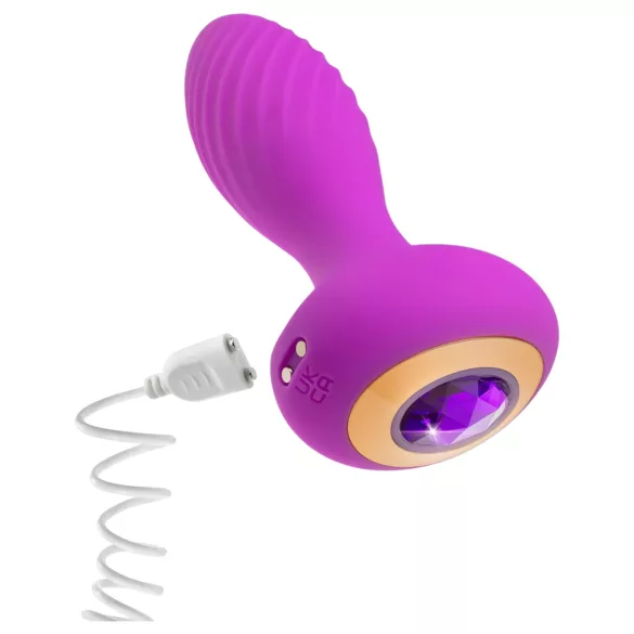 Oh My Gem - plug anal vibrador con gema - silicona lila