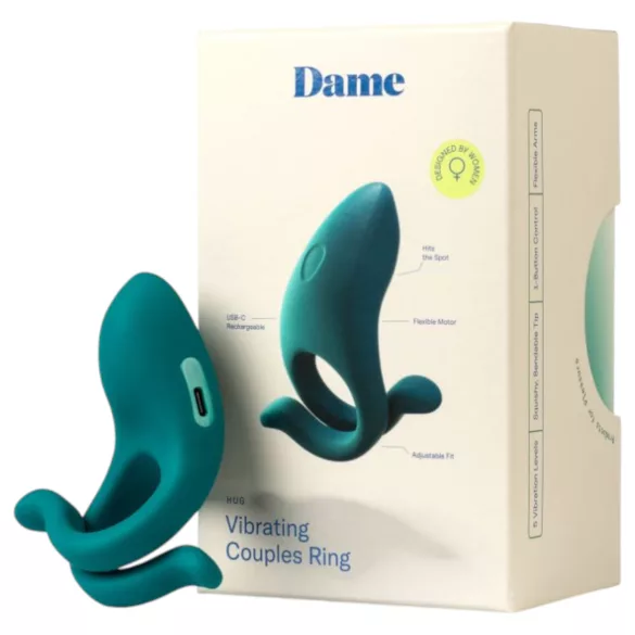 Dame Hug - anillo vibrador ajustable para el pene (verde)