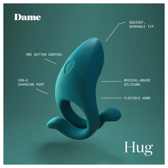 Dame Hug - anillo vibrador ajustable para el pene (verde)
