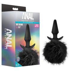   Anal Adventures Platinum - plug anal cola de conejo - silicona negro