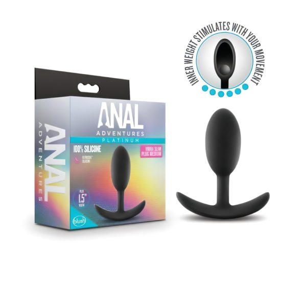 Anal Adventures Platinum - plug anal - tamaño mediano - silicona negra