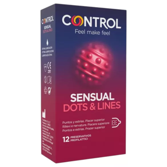 Control - preservativo texturizado - estrías y puntos - 12 unidades