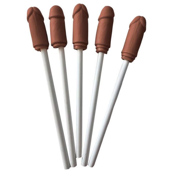 Diverty - Lápiz con tapa en forma de pene (tono oscuro) - 5 unidades