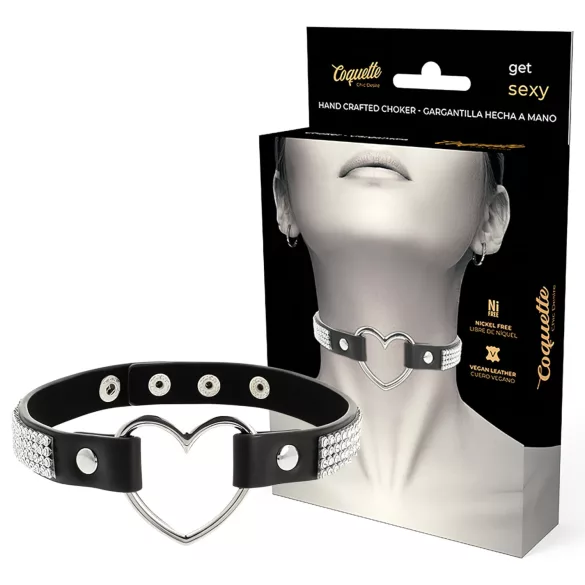 Coquette - gargantilla con strass - colgante corazón - negro