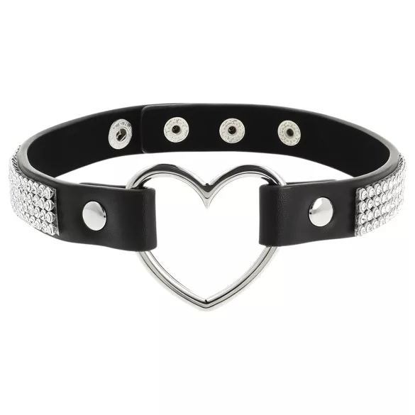 Coquette - gargantilla con strass - colgante corazón - negro