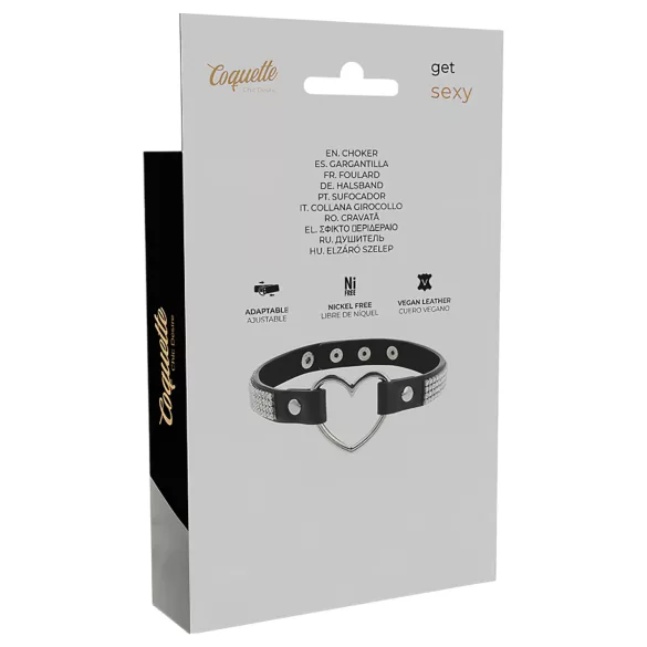 Coquette - gargantilla con strass - colgante corazón - negro