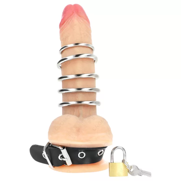 Kink - anillo para pene con aros metálicos - silicona negra