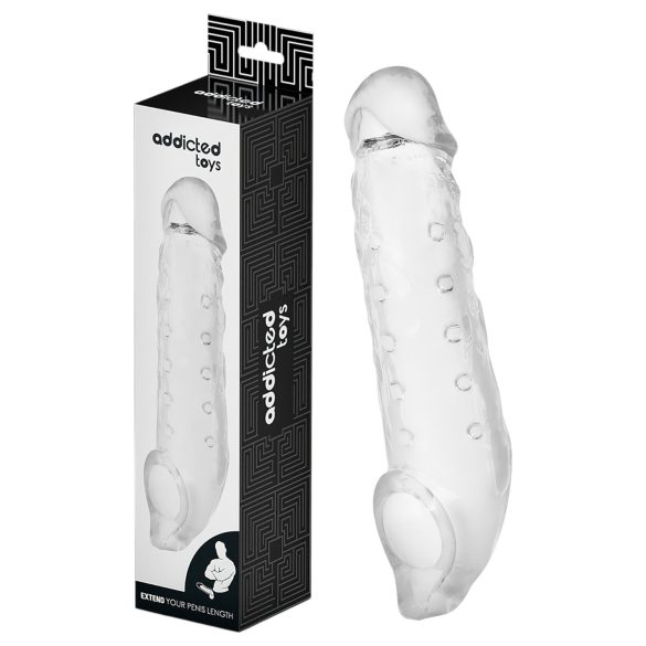 Addicted Toys - funda pene con anillo testicular - 23cm - transparente