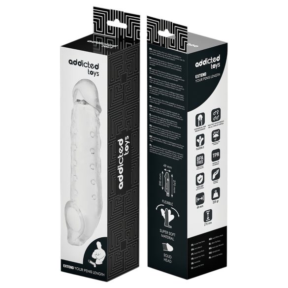 Addicted Toys - funda pene con anillo testicular - 23cm - transparente