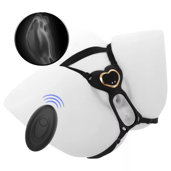 IBIZA - vibrador con arnés - estimulador de clítoris - silicona negra