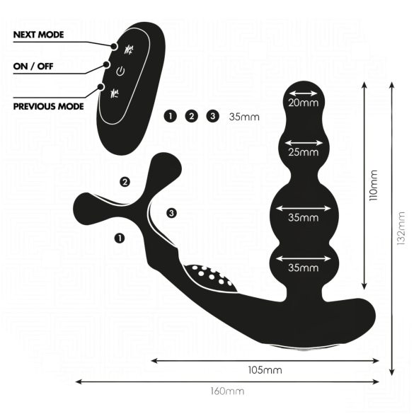 Addicted Toys - vibrador anal rotatorio con anillo para pene - silicona negra