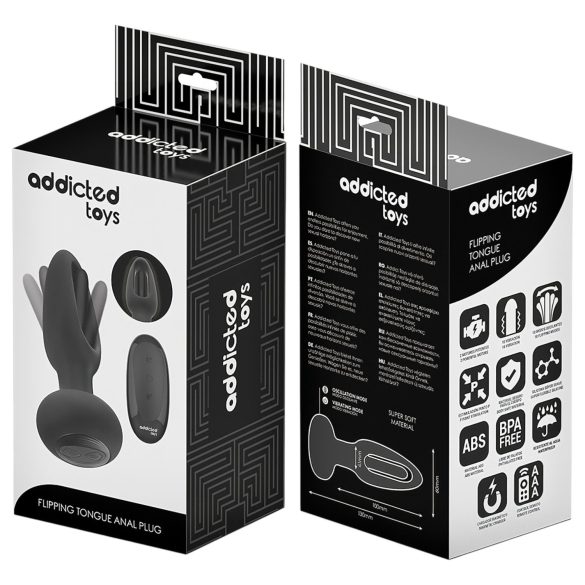 Addicted Toys - vibrador anal con lengua móvil - silicona negra