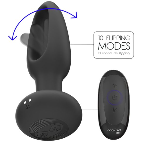 Addicted Toys - vibrador anal con lengua móvil - silicona negra