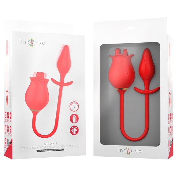 Intense Melanie - estimulador de clítoris con lengua y vibrador 2 en 1 - rojo