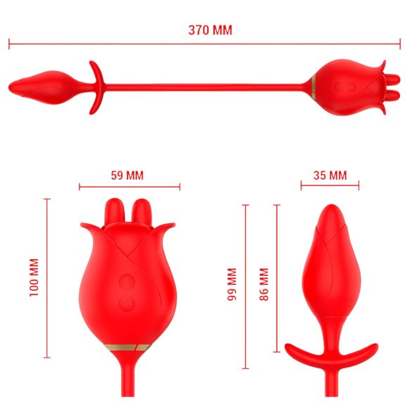 Intense Melanie - estimulador de clítoris con lengua y vibrador 2 en 1 - rojo