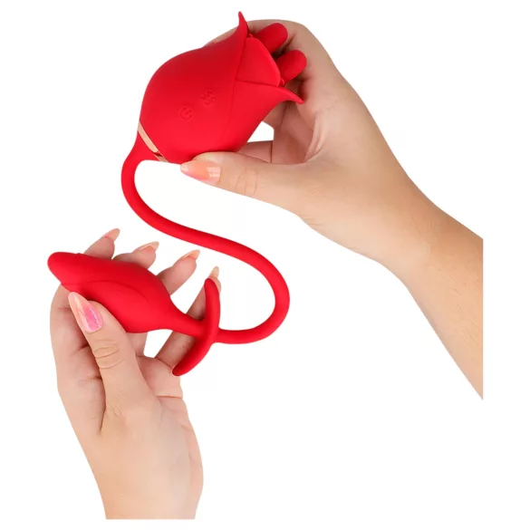 Intense Melanie - estimulador de clítoris con lengua y vibrador 2 en 1 - rojo