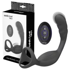   Addicted Toys - vibrador anal con anillo para pene y testículos - silicona negra