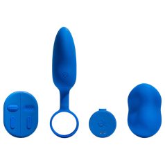   Platanomelón Mobi - set vibrador recargable con radio - 2 piezas (azul)