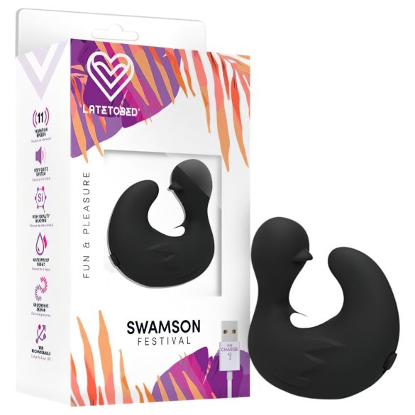 Latetobed - vibrador para dedo en forma de pato - silicona negra