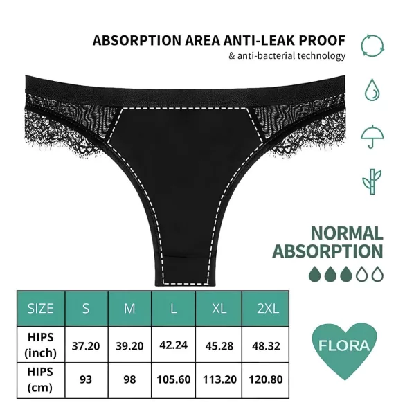 Adalet Flora Normal - braga menstrual - absorción normal - negro - L