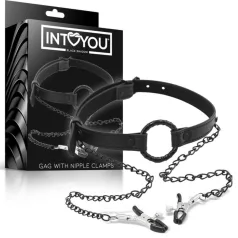 INTOYOU - mordaza con pinzas para pezones - negro