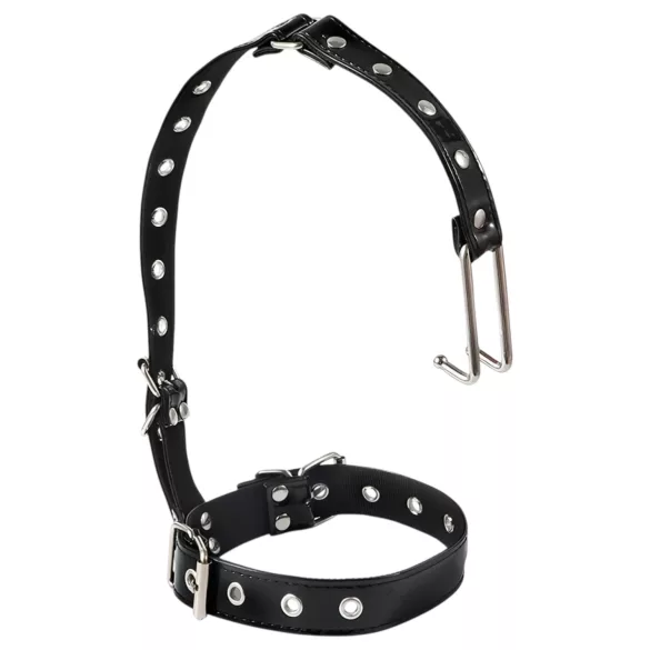 Latetobed - collar con gancho nasal - cuero negro