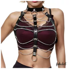 Adalet Hilda - arnés con cadena - piel vegana negra