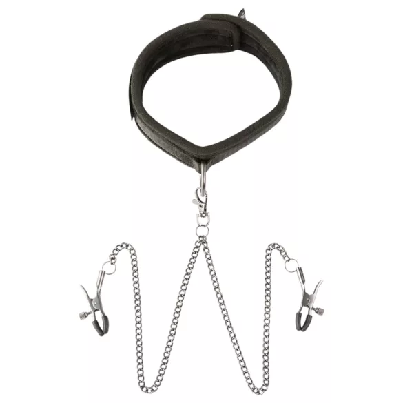 Sei Mio - collar con pinzas para pezones - negro