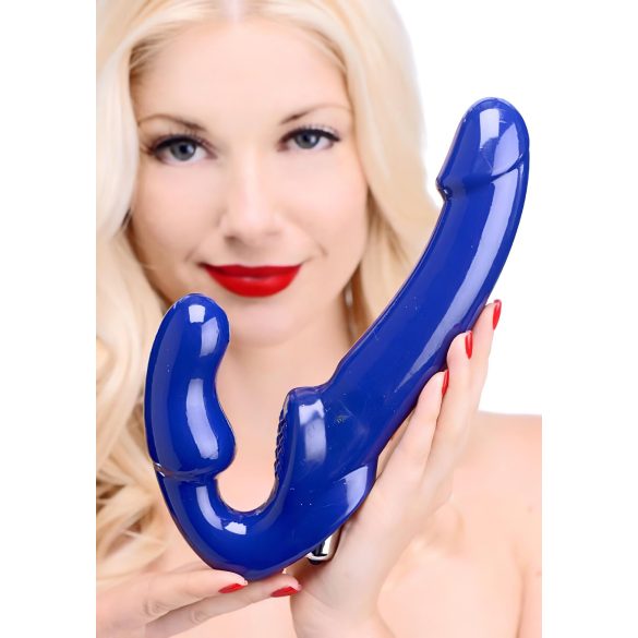 Strap U Revolver II - arnés con consolador vibrador - silicona azul