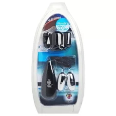   XR Brands - Trinity - capucha vibradora para el glande con dos balas (negro‑plata)