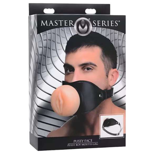 Master Series - mordaza bucal con forma de vulva - silicona color natural