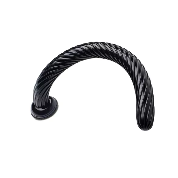 Hosed Spiral Anal Snake 19 - consolador anal con ventosa - silicona negra