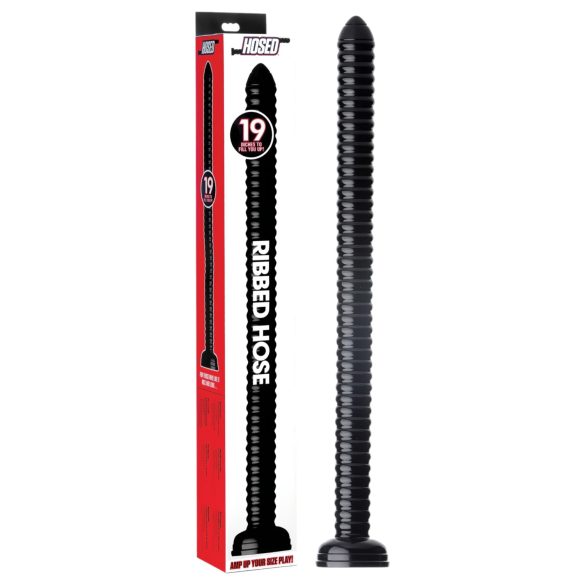 Manguera Estriada HOSED 19 - Dildo anal con ventosa (negro)