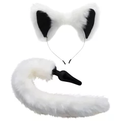 TAILZ - plug anal cola de zorro con diadema - negro y blanco