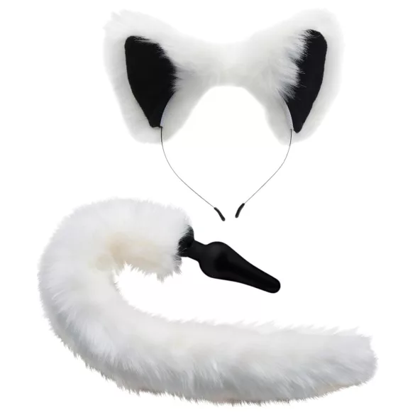 TAILZ - plug anal cola de zorro con diadema - negro y blanco