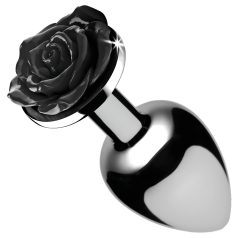   Booty Sparks Black Rose - plug anal de aluminio - plateado y negro