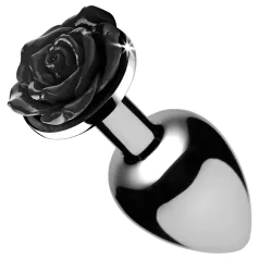   Booty Sparks Black Rose - plug anal de aluminio (plata-negro)