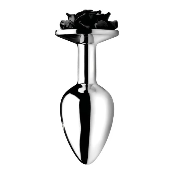 Booty Sparks Black Rose - plug anal de aluminio - plateado y negro